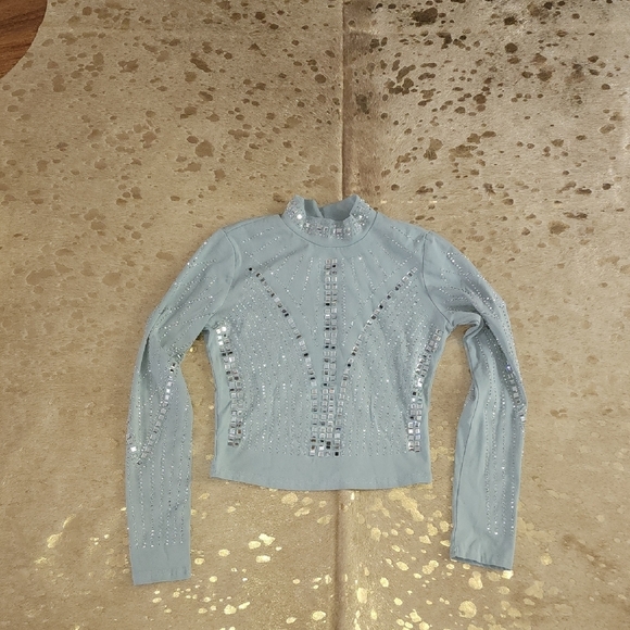 Elegant Blue Long Sleeve Top - Picture 1 of 6